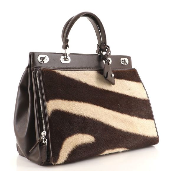Ralph Lauren Collection Voyager Bag Printed Pony Hair and Leather Brown, Print - Picture 3 of 7